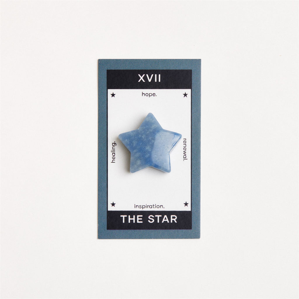 blue quartz star on white surface