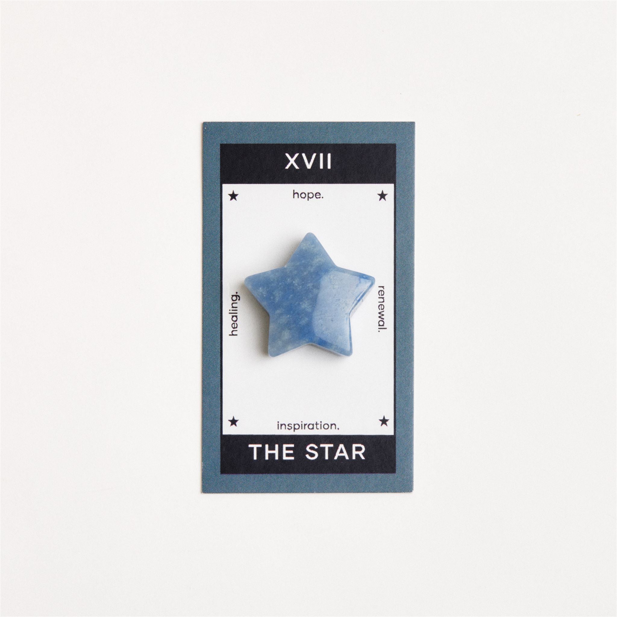 blue quartz star on white surface