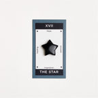 obsidian star shaped crystal on white surface